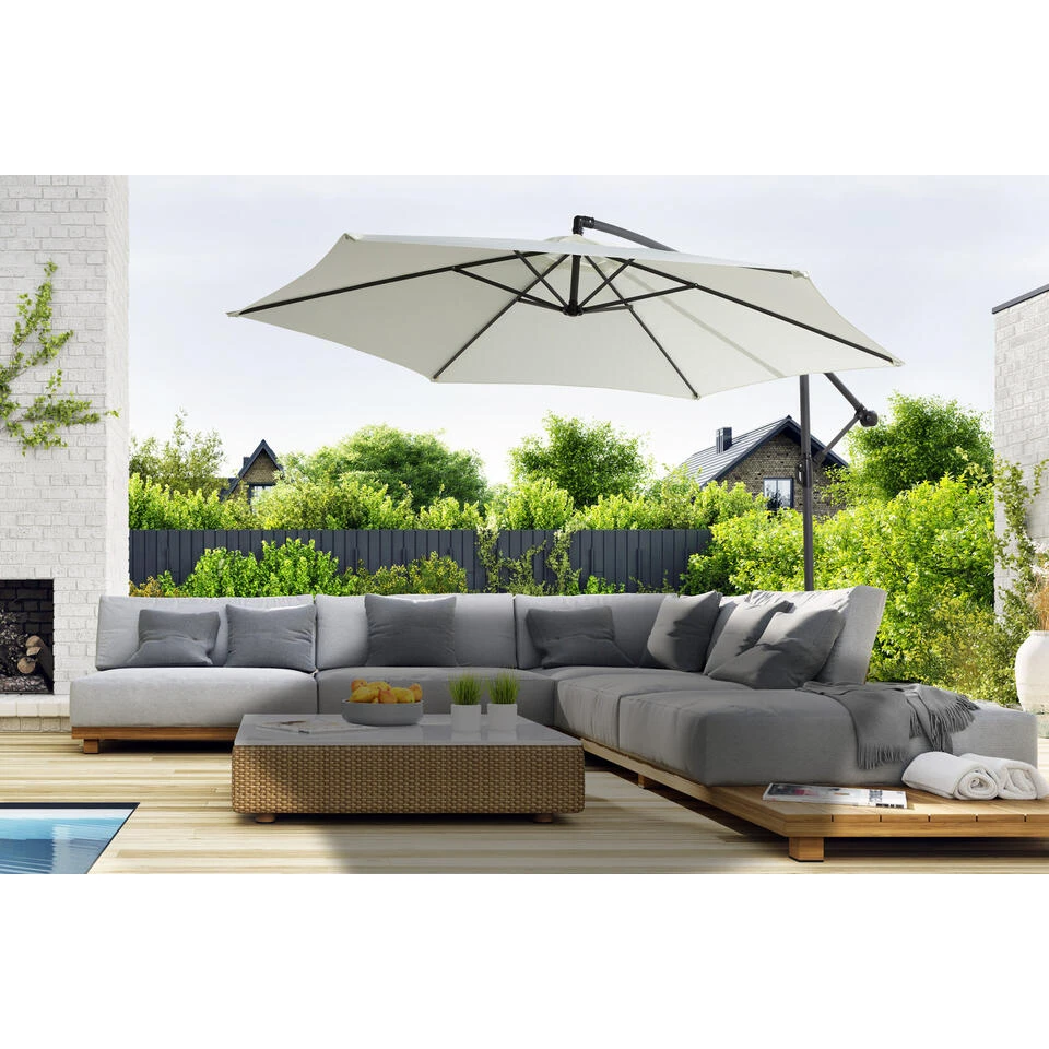909 Outdoor Hangende Parasol Met Stalenframe In Wit 4 909 Outdoor Hangende Parasol Met Stalenframe In Wit - Afbeelding 2