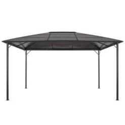 VidaXL Prieel Met Dak 4x3x2,6 M Aluminium Zwart -tuinmeubelen 1000001321 0102