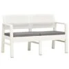 VidaXL Tuinbank 2-zits Met Kussens 120 Cm Kunststof Wit -tuinmeubelen 1000003168