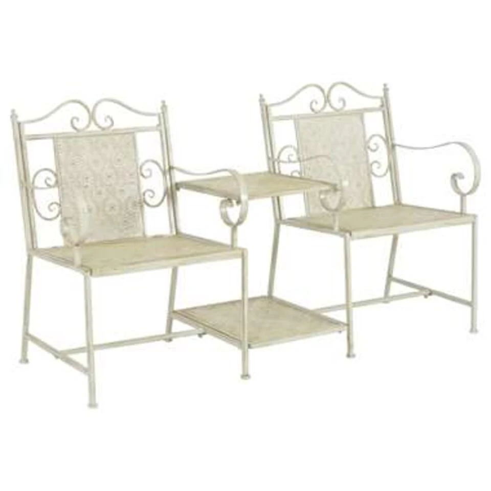 VidaXL Tuinbank 2-zits 161 Cm Staal Wit 3 VidaXL Tuinbank 2-zits 161 Cm Staal Wit