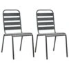 VidaXL Tuinstoelen Stapelbaar 2 St Staal Grijs 1 VidaXL Tuinstoelen Stapelbaar 2 St Staal Grijs -tuinmeubelen 1000006325