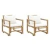 VidaXL Tuinstoelen 2 St Met Kussens Bamboe -tuinmeubelen 1000006338