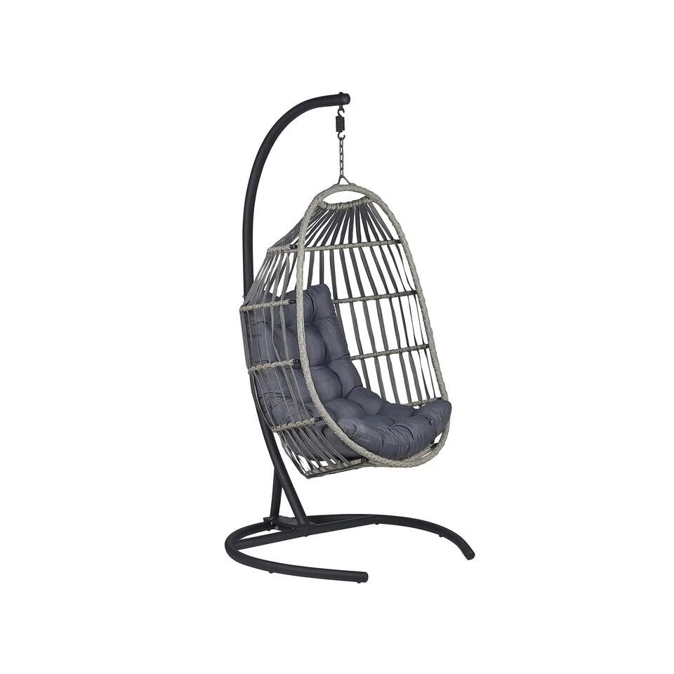 Beliani Hangstoel SESIA - Grijs Polyester, Pe Rotan 3 Beliani Hangstoel SESIA - Grijs Polyester, Pe Rotan