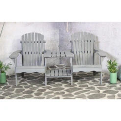 SenS-Line Adirondack Dubbele Tuinstoel - Hout - Grijs -tuinmeubelen 1000038286 0101