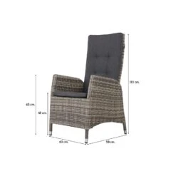 VDG Manhattan Wicker Verstelbare Tuinstoel - Dubbel Light Grey -tuinmeubelen 1000048036 0101