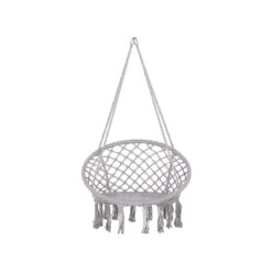 Beliani Hangstoel GABELLA - Grijs Katoen