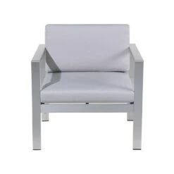 Beliani Tuinstoel SALERNO - Grijs Aluminium -tuinmeubelen 1000050344 0103