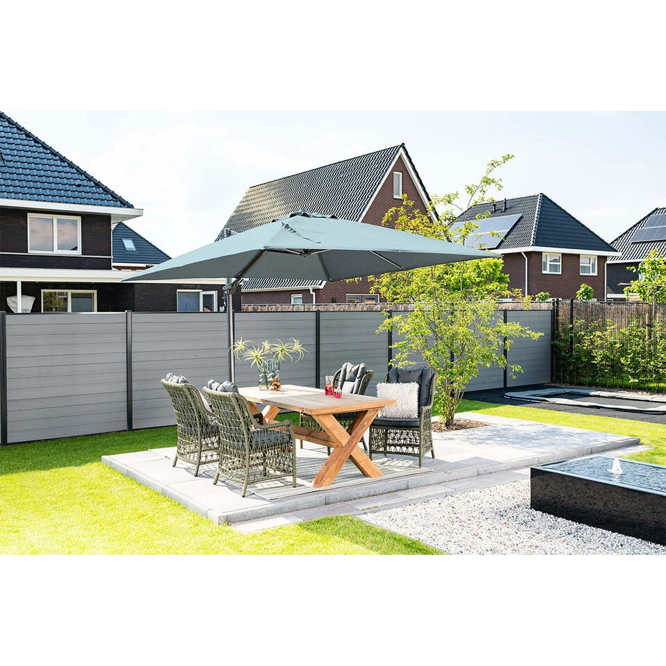 GIO Hawaii Deluxe Parasol 300x300cm - Frame D. Grijs - Doek M. Grijs 4 GIO Hawaii Deluxe Parasol 300x300cm - Frame D. Grijs - Doek M. Grijs - Afbeelding 2