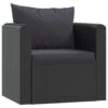 VidaXL Fauteuil Met Kussens Poly Rattan Zwart -tuinmeubelen 1000054602