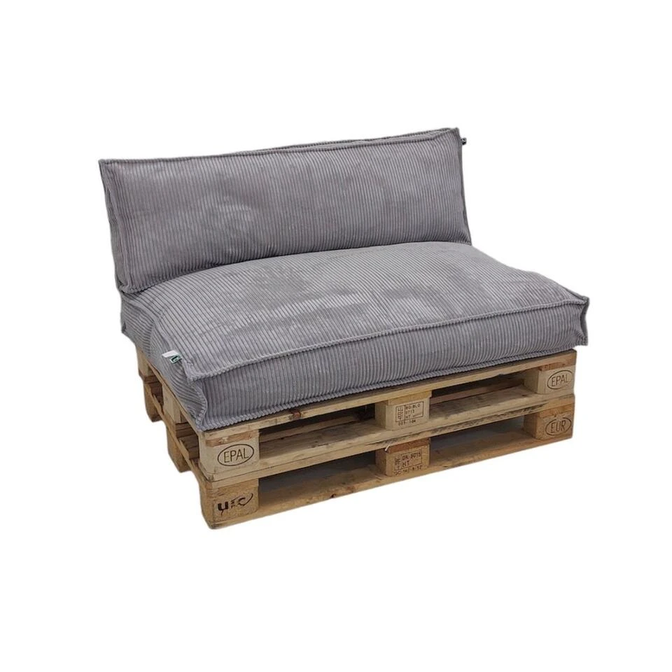 2L Home & Garden Palletkussenset Ribcord Deluxe Pebble Grey - 2 Delige Set 4 2L Home & Garden Palletkussenset Ribcord Deluxe Pebble Grey - 2 Delige Set - Afbeelding 2