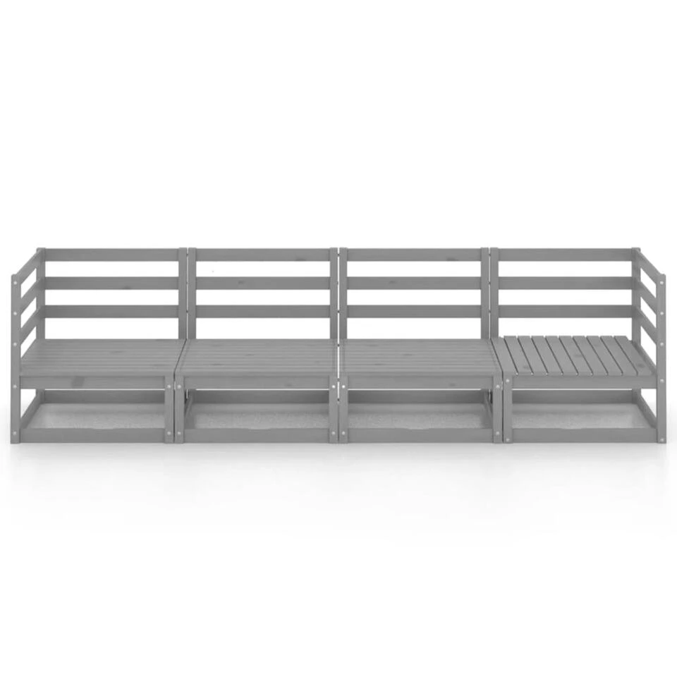 VidaXL Tuinbank 4-zits Massief Grenenhout Grijs 5 VidaXL Tuinbank 4-zits Massief Grenenhout Grijs - Afbeelding 3