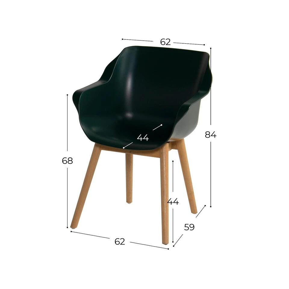 Set Van 2- Hartman Sophie Studio Diningstoel- Night Green- Teak Poot 4 Set Van 2- Hartman Sophie Studio Diningstoel- Night Green- Teak Poot - Afbeelding 2