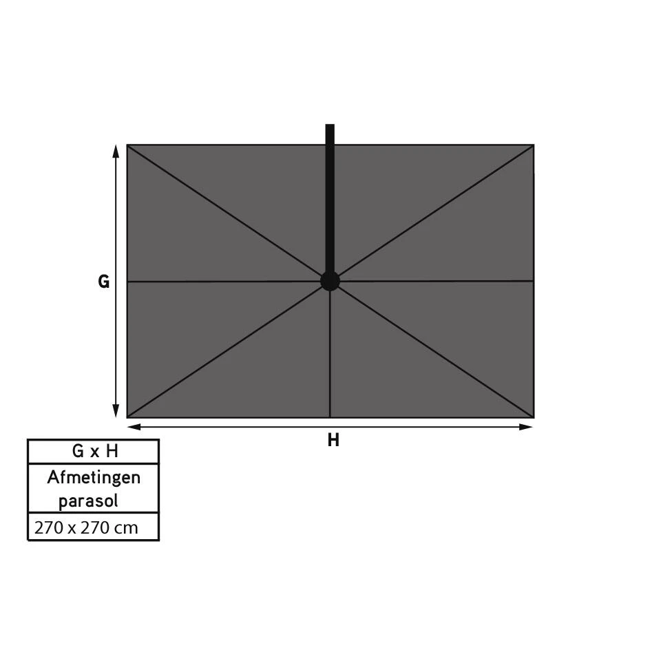 Platinum Voyager Vierkante Zweefparasol T2 2,7x2,7 M. - Antraciet 6 Platinum Voyager Vierkante Zweefparasol T2 2,7x2,7 M. - Antraciet - Afbeelding 4