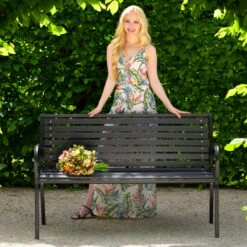 Tectake - Tuinbank Pino - Zwart - 126 Cm Breed -tuinmeubelen 1000078022 0101