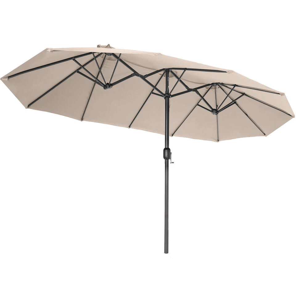 Tectake - Dubbele Parasol Silia - Terrasparasol - Beige 4 Tectake - Dubbele Parasol Silia - Terrasparasol - Beige - Afbeelding 2