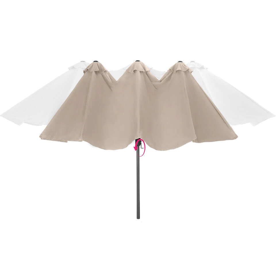 Tectake - Dubbele Parasol Silia - Terrasparasol - Beige 6 Tectake - Dubbele Parasol Silia - Terrasparasol - Beige - Afbeelding 4