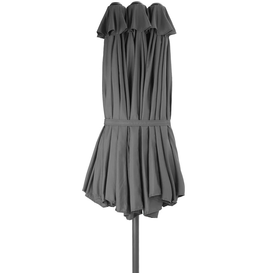 Tectake - Dubbele Parasol Silia - Terrasparasol Zonwering - Grijs 4 Tectake - Dubbele Parasol Silia - Terrasparasol Zonwering - Grijs - Afbeelding 3