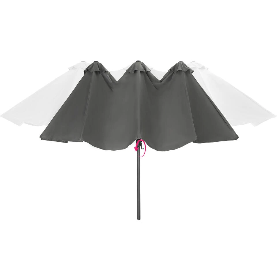 Tectake - Dubbele Parasol Silia - Terrasparasol Zonwering - Grijs 5 Tectake - Dubbele Parasol Silia - Terrasparasol Zonwering - Grijs - Afbeelding 4