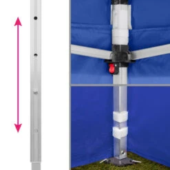 Tectake - Partytent 3x3 M. Opvouwbaar -4 Wanden- Blauw -tuinmeubelen 1000078103 0103