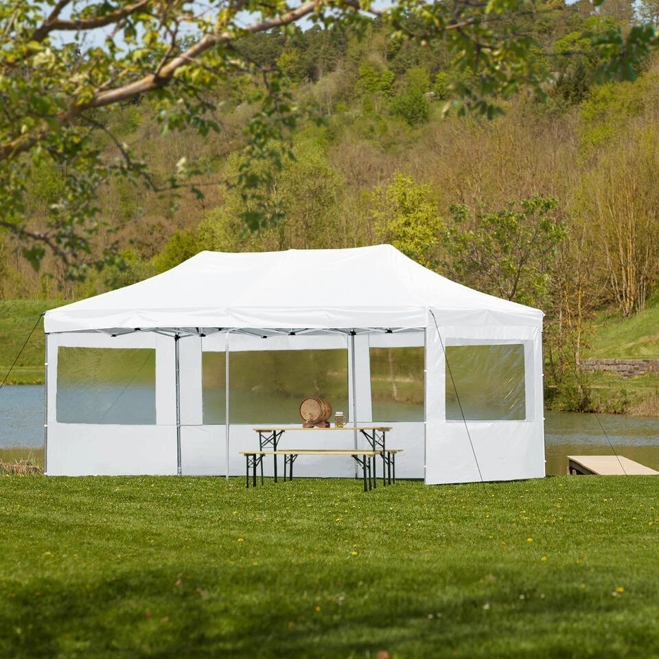 Tectake - Partytent 3x6 M. Opvouwbaar- 4 Wanden- Wit 4 Tectake - Partytent 3x6 M. Opvouwbaar- 4 Wanden- Wit - Afbeelding 2