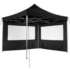 Tectake - Partytent 3x3 M. Opvouwbaar -4 Wanden -zwart -tuinmeubelen 1000078120 0102