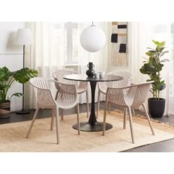 Beliani Eetkamerstoel NAPOLI - Beige Synthetisch Materiaal -tuinmeubelen 1000086371 0103