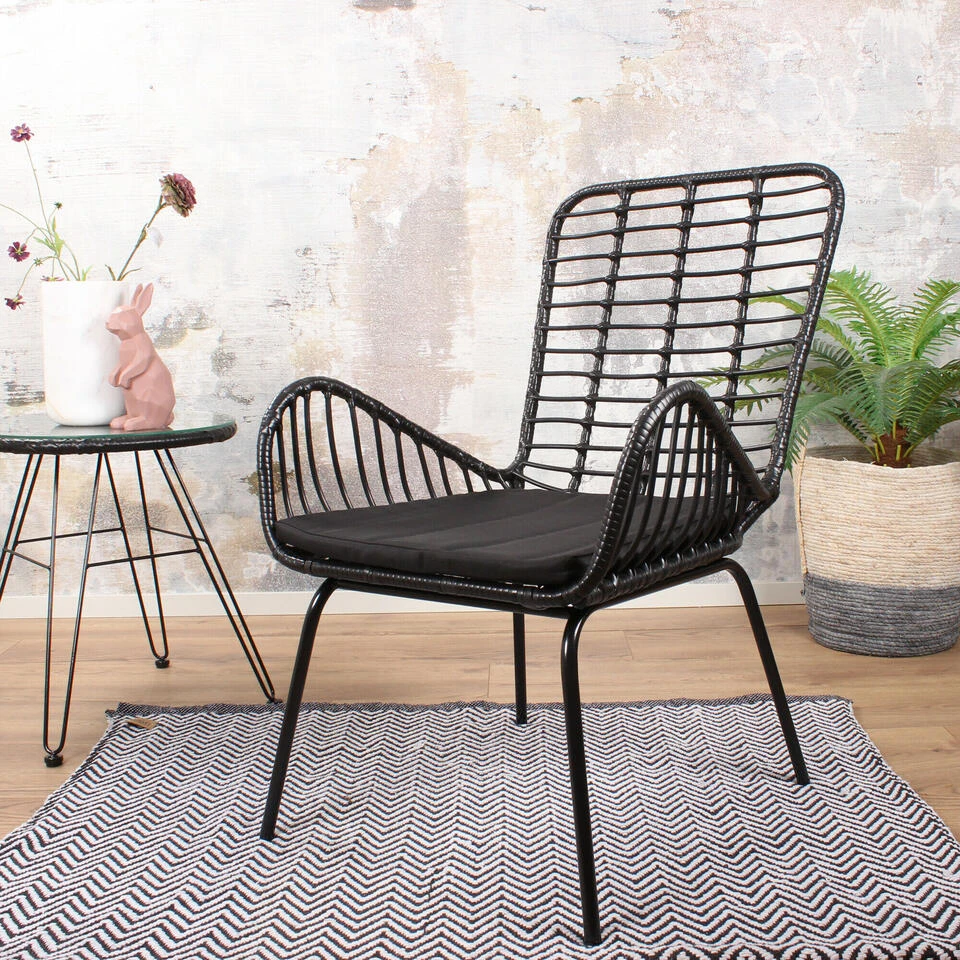 DS4U® Modo Rieten Lounge - Wicker - Zwart 4 DS4U® Modo Rieten Lounge - Wicker - Zwart - Afbeelding 2