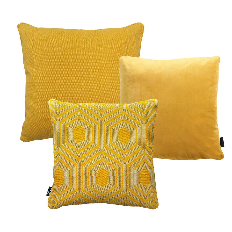 Madison Sierkussen Set Geel - 3 Stuks 3 Madison Sierkussen Set Geel - 3 Stuks