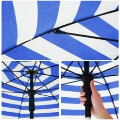 ACAZA Stok Parasol - 160 Cm Diameter - Met Draagtas - Blauw Gestreept -tuinmeubelen 1000095606 0103