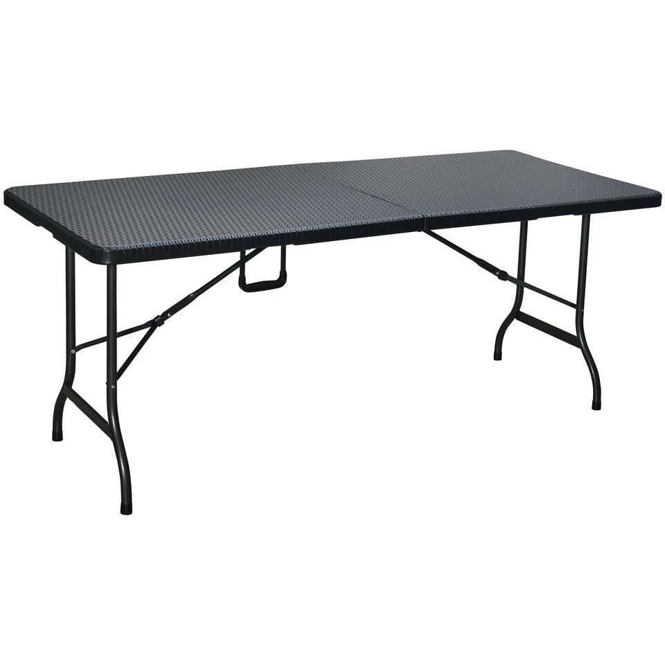 ERRO Vouwtafel - Wickerlook - 180x74cm - Zwart 3 ERRO Vouwtafel - Wickerlook - 180x74cm - Zwart