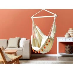 Beliani Hangstoel VARENA - Beige Katoen 9 Beliani Hangstoel VARENA - Beige Katoen -tuinmeubelen 1000096792 0103