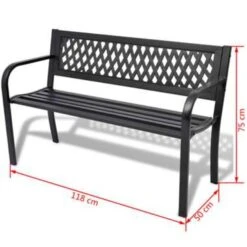 VidaXL Tuinbank 118 Cm Staal Zwart 7 VidaXL Tuinbank 118 Cm Staal Zwart -tuinmeubelen 121d12fbaf3d483bb6c3848ab4fee41a