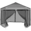 VidaXL Partytent Pop-up Zeshoekig Met 6 Zijwanden 3,6x3,1 M Grijs 2 VidaXL Partytent Pop-up Zeshoekig Met 6 Zijwanden 3,6x3,1 M Grijs -tuinmeubelen 1369728892
