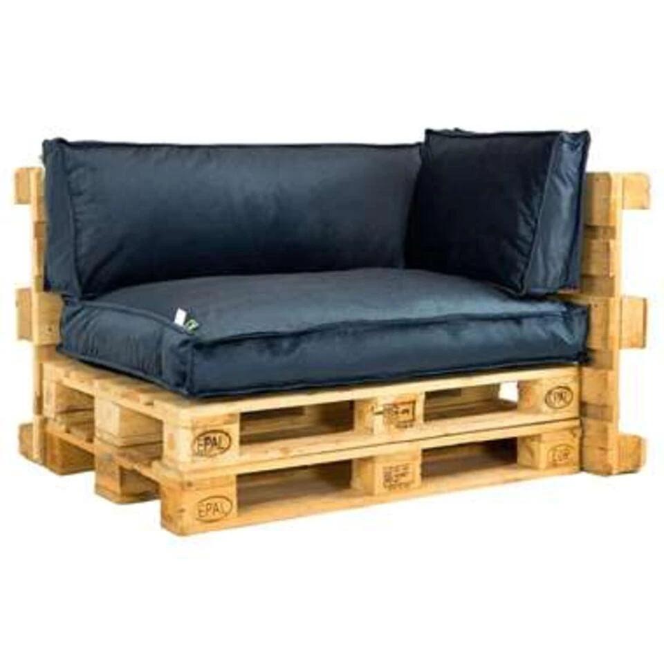 2L Home & Garden Palletkussen Velvet Donkerblauw - 60 X 40cm 4 2L Home & Garden Palletkussen Velvet Donkerblauw - 60 X 40cm - Afbeelding 2