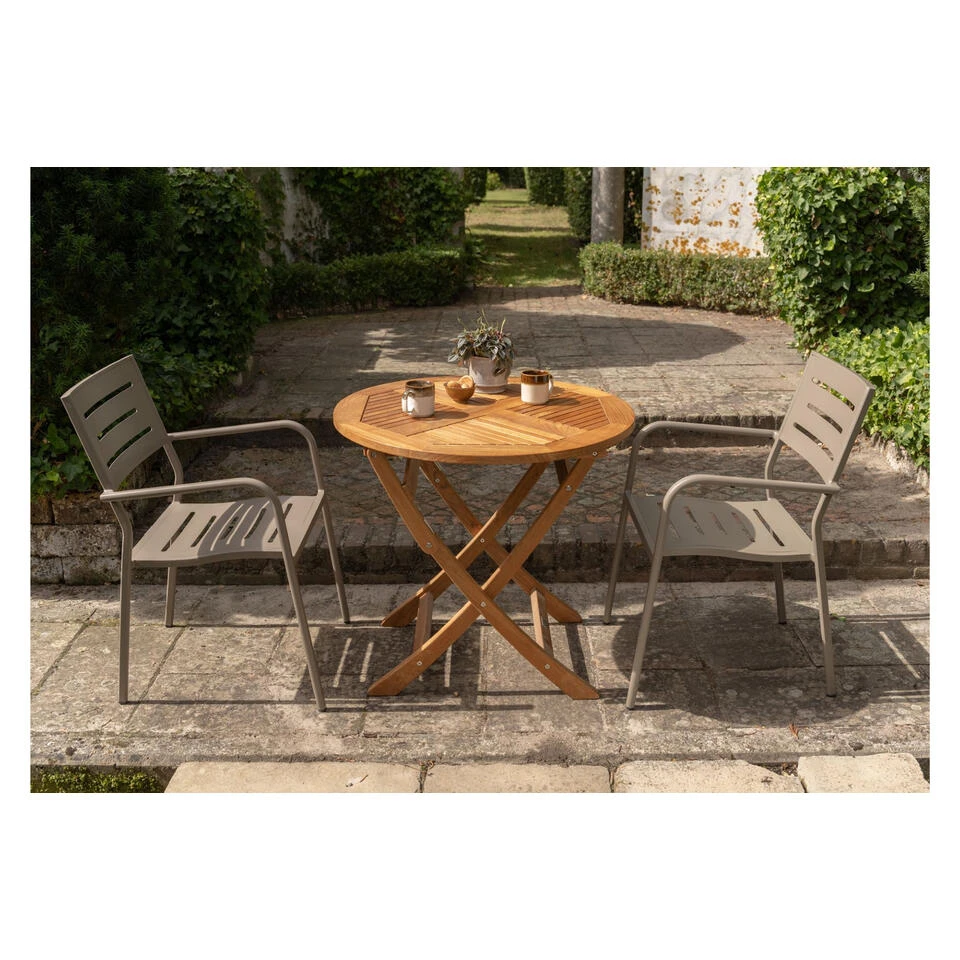 Exotan Tuinstoel Met Armleuning - Aluminium - Taupe - 85x56x53 4 Exotan Tuinstoel Met Armleuning - Aluminium - Taupe - 85x56x53 - Afbeelding 2