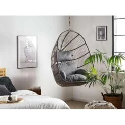 Beliani Hangstoel CASOLI - Grijs Pe Rotan -tuinmeubelen 2b41d677c0684a4988529f3efb0ba587