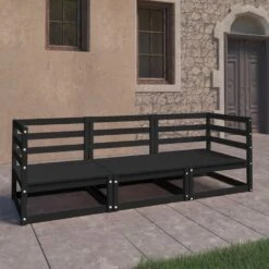 VidaXL Tuinbank 3-zits Massief Grenenhout Zwart -tuinmeubelen 2ce757083e794e23b5a470d354f40aca