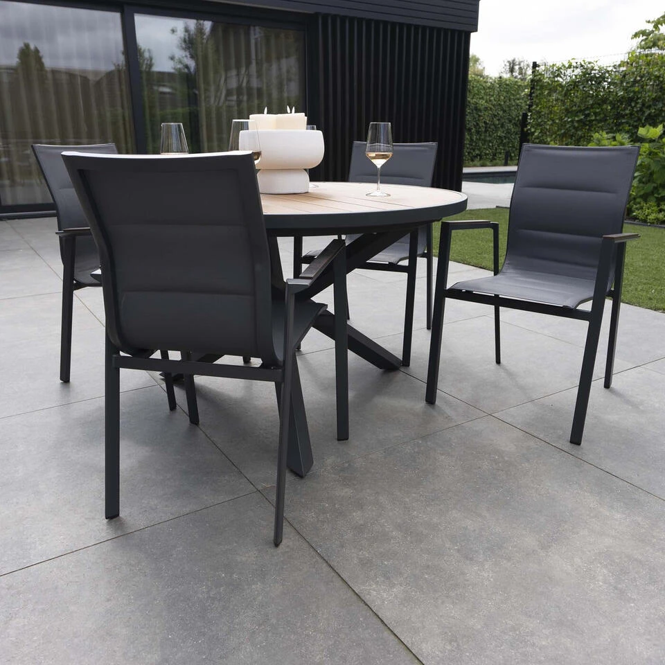 Giga Meubel Dining Tuinstoel Aluminium Antraciet - Zithoogte 45cm - Stoel Quin 5 Giga Meubel Dining Tuinstoel Aluminium Antraciet - Zithoogte 45cm - Stoel Quin - Afbeelding 3