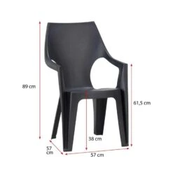 Keter - Stapelstoel Dante Hoge Rug - Donkergrijs - 89x57x57 Cm -tuinmeubelen 50100437 9601