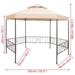 VidaXL Tuinprieel 323x265 Cm Hexagonaal Beige -tuinmeubelen 61c49b50fe764785b44cf5a50416a61b