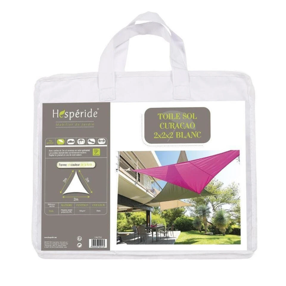 Hesperide Schaduwdoek Curacao - Driehoekig - Wit - 2 X 2 M 6 Hesperide Schaduwdoek Curacao - Driehoekig - Wit - 2 X 2 M - Afbeelding 4
