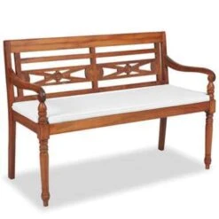 VidaXL Bank Batavia Met Kussens 120 Cm Teakhout -tuinmeubelen 67a5841de433493dbe5714b411c334ad