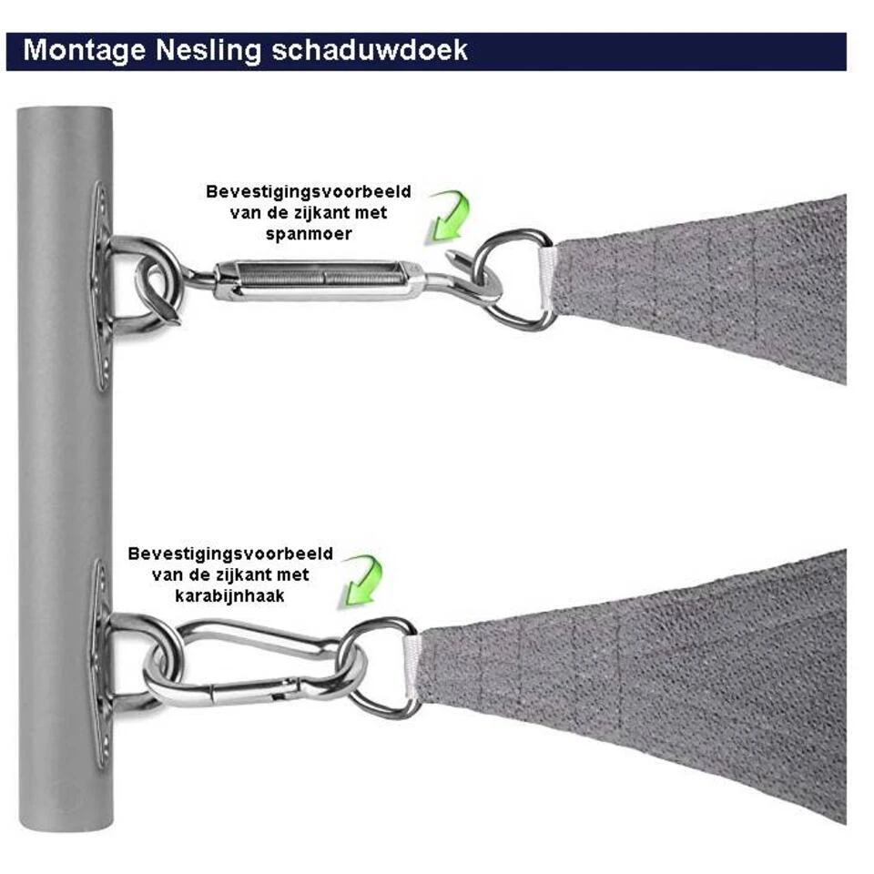 Nesling Coolfit Schaduwdoek 5x5x5x5 Meter - Antraciet 6 Nesling Coolfit Schaduwdoek 5x5x5x5 Meter - Antraciet - Afbeelding 4