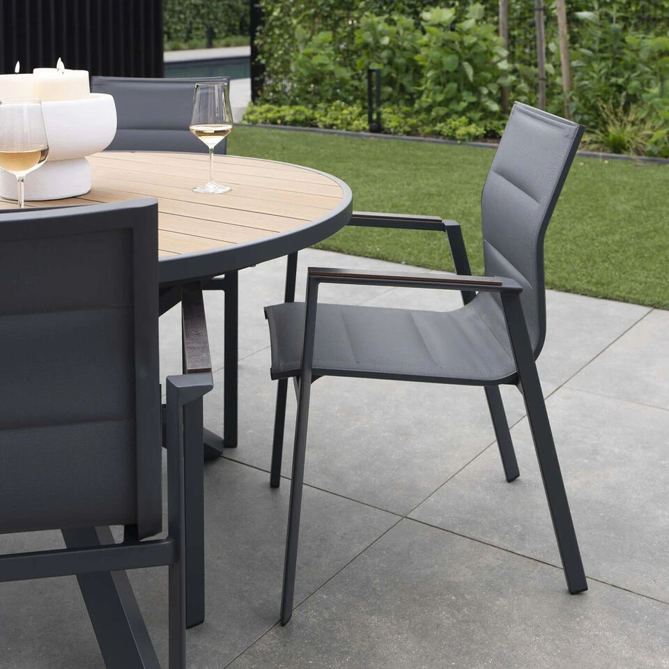 Giga Meubel Dining Tuinstoel Aluminium Antraciet - Zithoogte 45cm - Stoel Quin 4 Giga Meubel Dining Tuinstoel Aluminium Antraciet - Zithoogte 45cm - Stoel Quin - Afbeelding 2