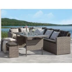 Beliani Tuintafel VITERBO - Grijs Pe Rotan -tuinmeubelen 9d9906ffcf8c47869b6336d41acac0c3