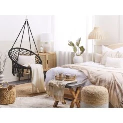 Beliani Hangstoel GABELLA - Zwart Katoen -tuinmeubelen aee55501a2894f858c6fba082cb6387b