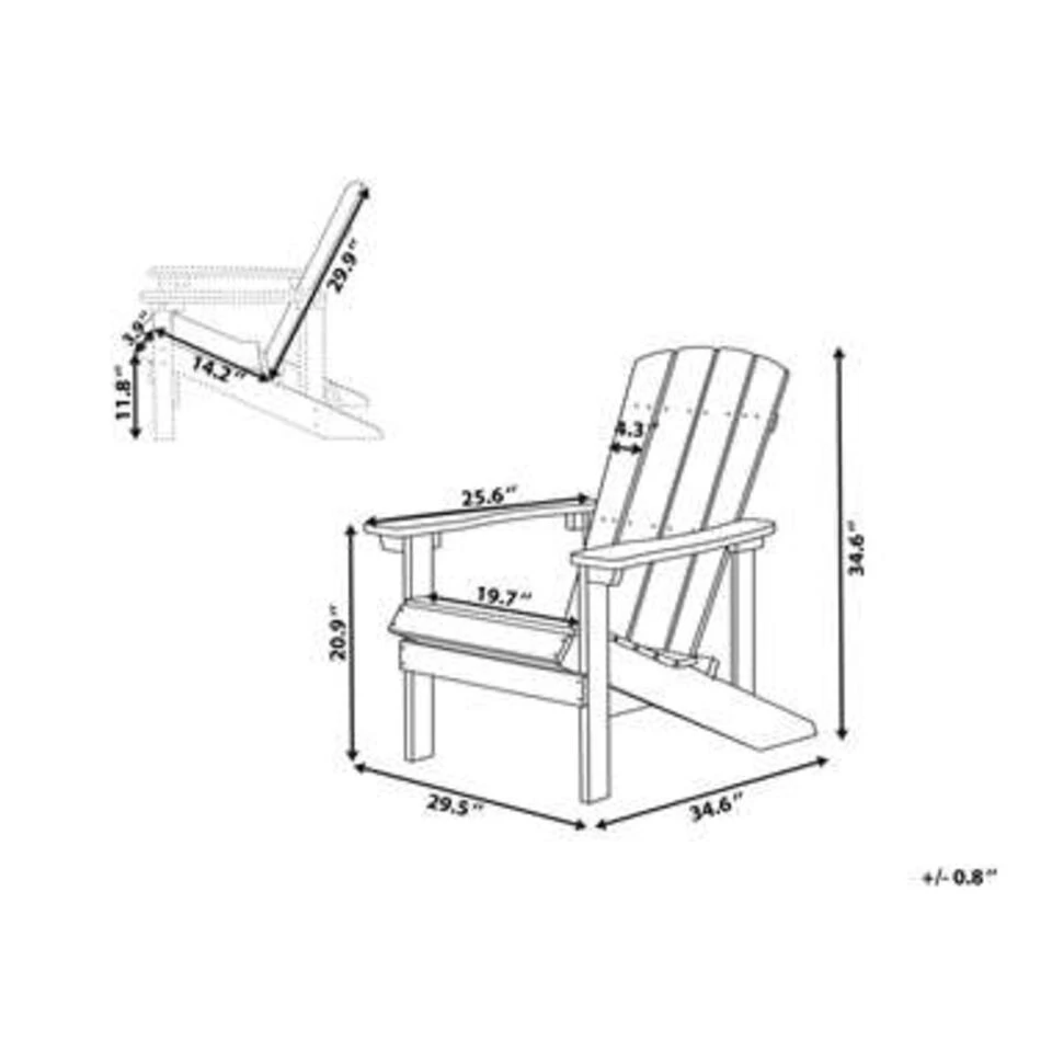 Beliani Tuinstoel ADIRONDACK - Blauw Kunsthout 5 Beliani Tuinstoel ADIRONDACK - Blauw Kunsthout - Afbeelding 3