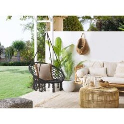 Beliani Hangstoel GABELLA - Zwart Katoen -tuinmeubelen b4ab5adba2a4438c91d25f66493ce292