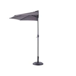 Beliani Halfronde Parasol GALATI - Grijs Polyester -tuinmeubelen be718a3a2bf949b1a22a321cc577702f