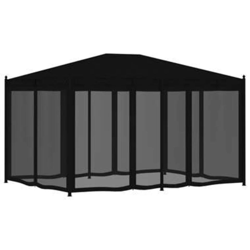 VidaXL Prieel Met Horren 3x4 M Staal Antraciet 4 VidaXL Prieel Met Horren 3x4 M Staal Antraciet - Afbeelding 2